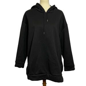 SHEIN Black Hoodie with Side Zipper Detail